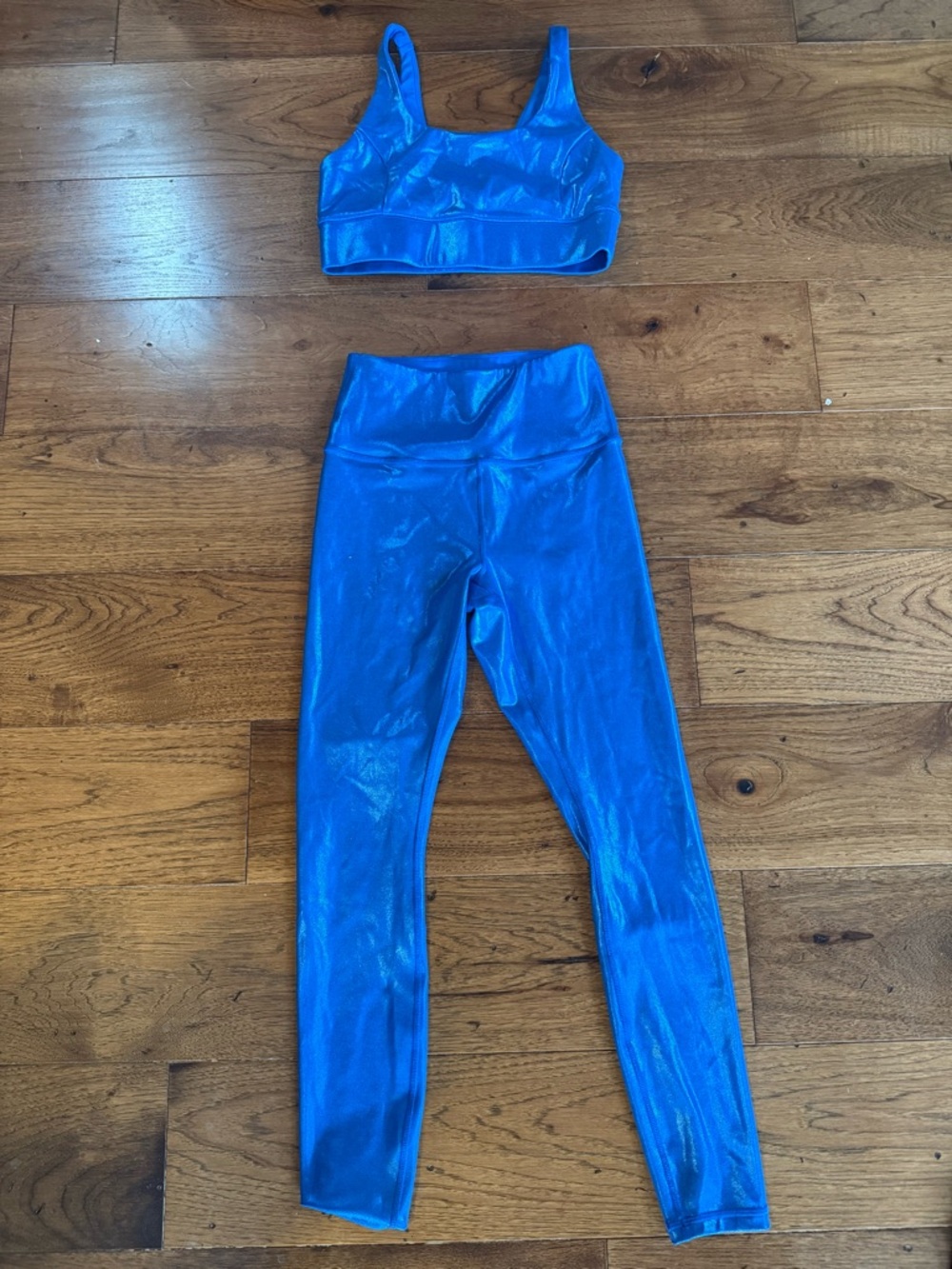 IVL Collective Shiny Blue Sports Bra and leggings set